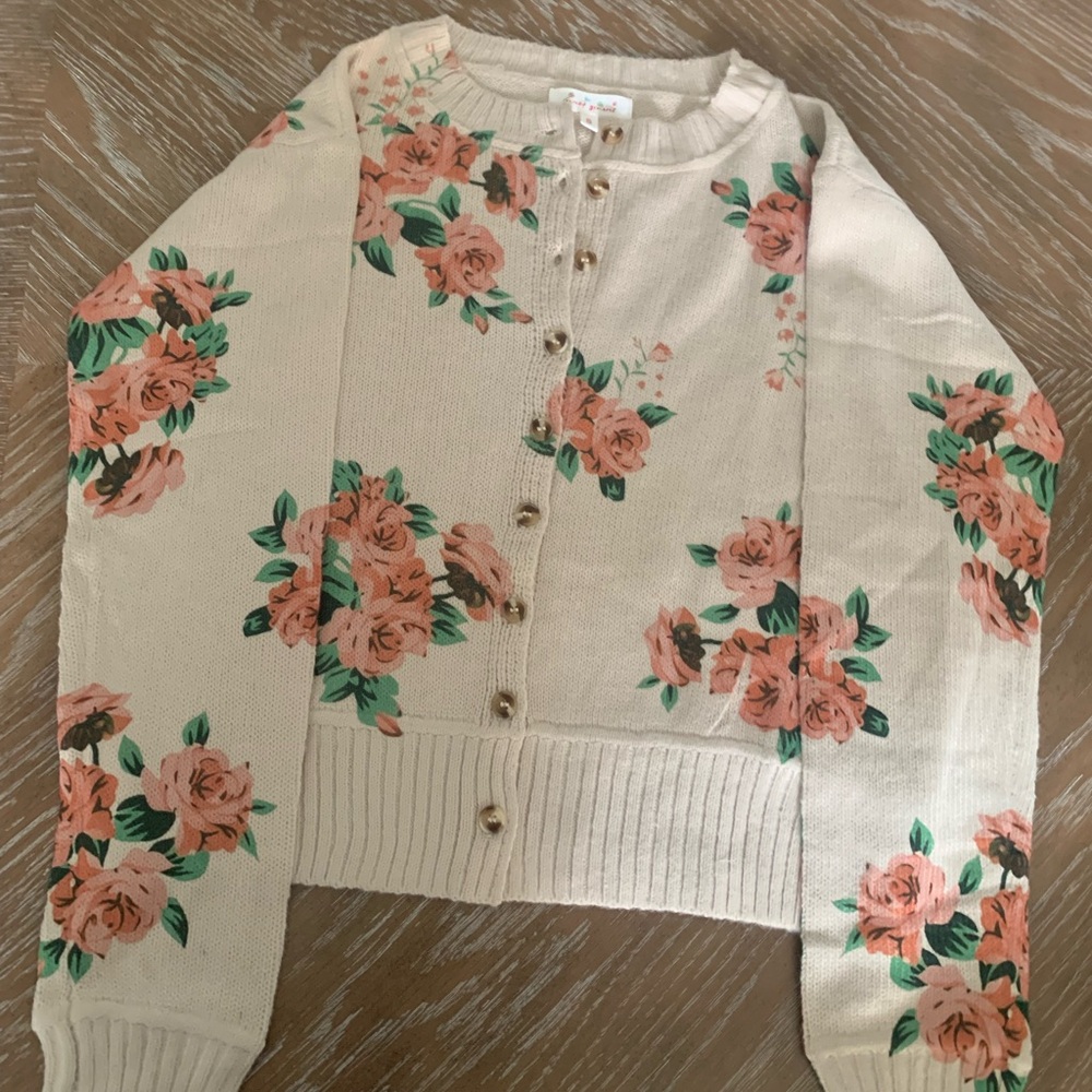 Floral Button-Up Cardigan Sweater